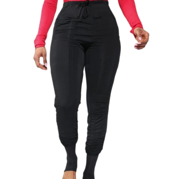 AGOGIE Wearable Resistance Pants +20 Black Training Legging Ruched Size Medium - Picture 2 of 7